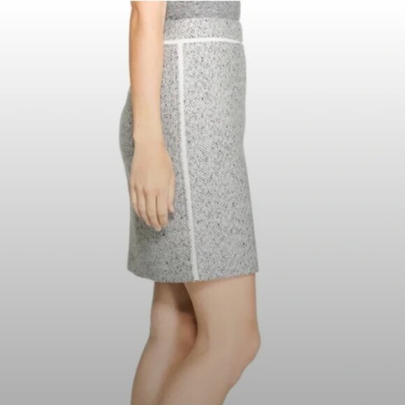 Wool Blend Tweed Pencil Skirt Black Cream White House Black Market Work Office 4 - Picture 3 of 12